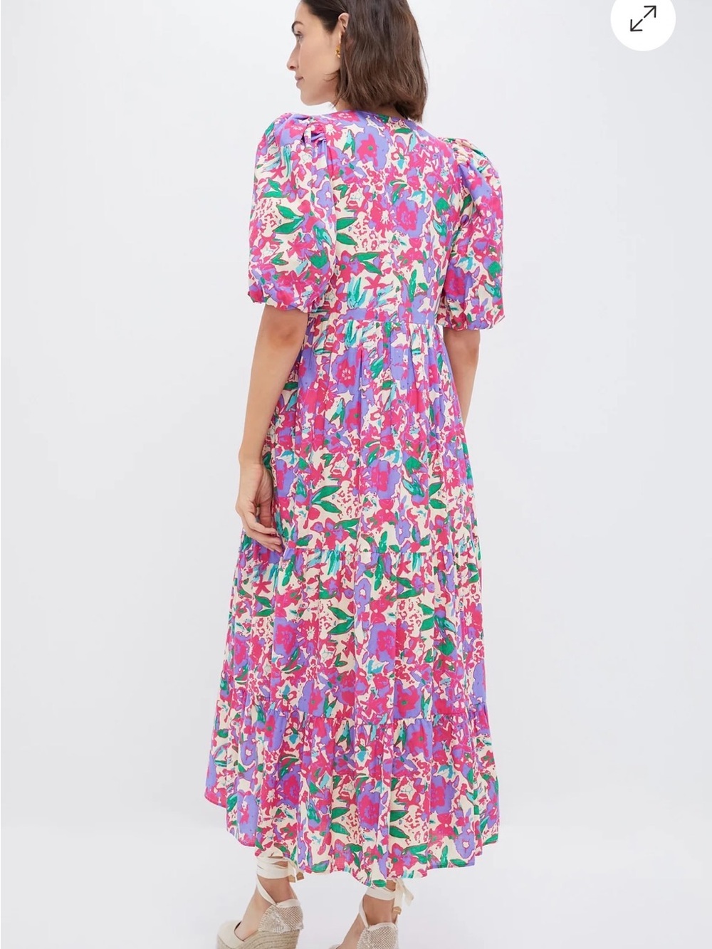 Floral Puff-Sleeve Maxi Dress in Pink & Purple - Picture 2 of 2